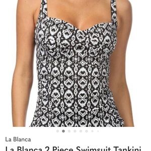 La Blanca 2 Piece Swimsuit Tankini Skirt Size 8